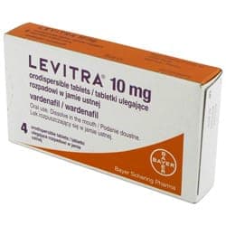 Boite de 4 comprimés orodispersibles de Levitra vardenafil 10 mg