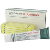 Gyno Daktarin 20mg/g Vaginalcreme mit Miconazol Verpackung, Tube und Wattestäbchen