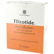 Flixotide 100 Mikrogramm Accuhaler mit Fluticason Verpackung