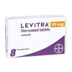Levitra 8 mal 10mg Filmtabletten mit Vardenafil Verpackung