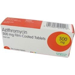 Azithromycin 500mg Antibiotikum Verpackung mit 3 Filmtabletten