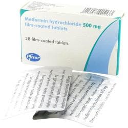 Metformin 500mg Rückseite der Blisterpackung