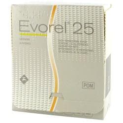 Evorel 25 1,6mg Estradiol und Norethisteronacetat Pflaster Verpackung