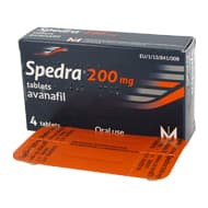 Boite de comprimés de Spedra 200mg avec une plaquette thermoformée