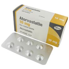 Boite de comprimés Atorvastatin avec plaquettes