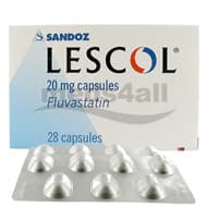Boite de Lescol 20 mg gélules avec blister