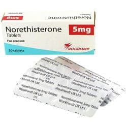 Boite de comprimés Norethisterone avec emballages blisters