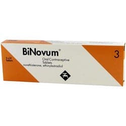 Boite de TriNovum norethisterone/ ethinylestradiol 63 comprimés contraceptifs oraux
