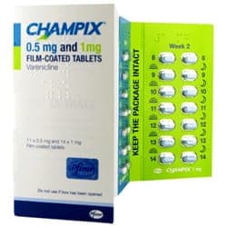 Boite de comprimés Champix 0.5 mg et 1mg varencline