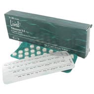 Boîte de comprimés de Livial tibolone 2,5mg avec blister